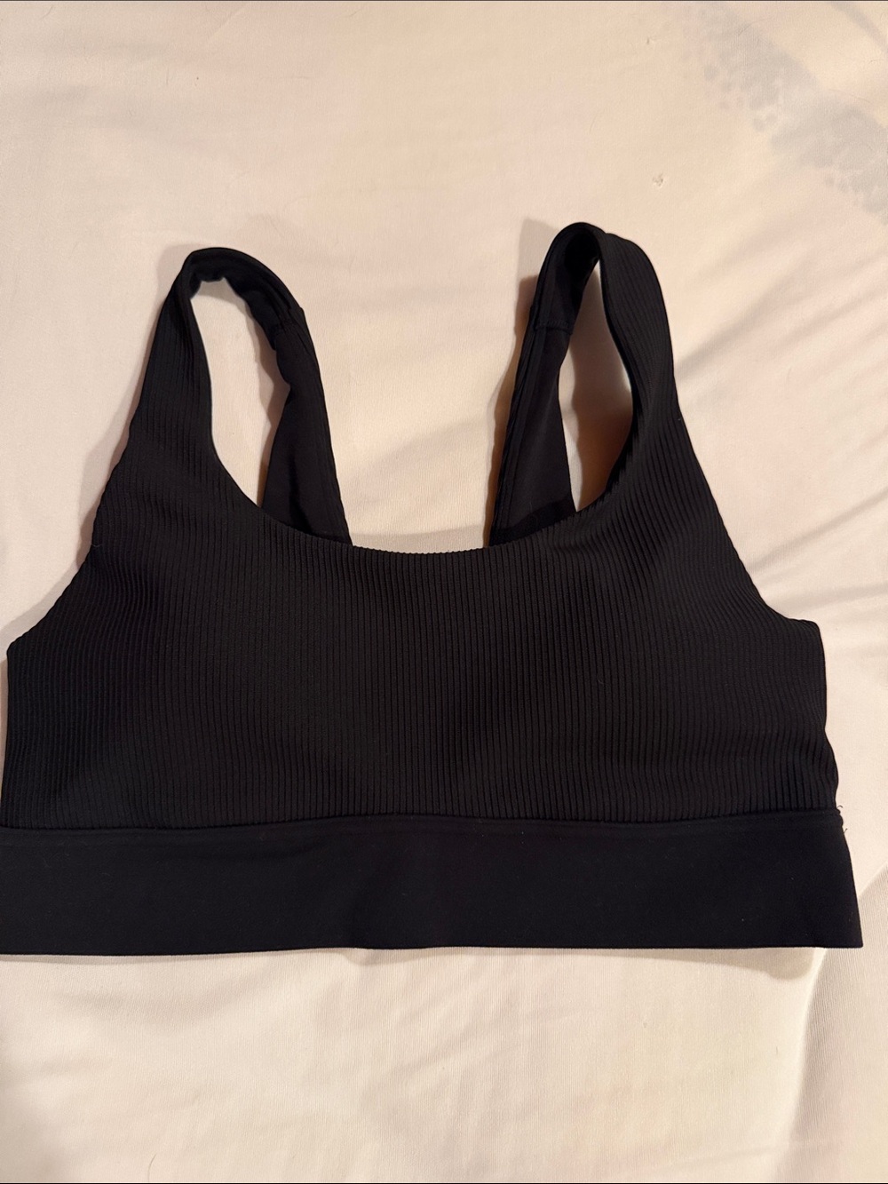 Athleta Black Ribbed Scoop-Neck Sports Bralette